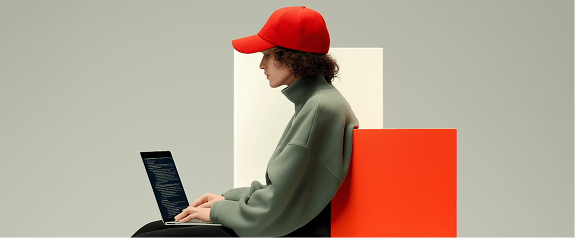 Ragazzo con computer appoggiato sulle gambe