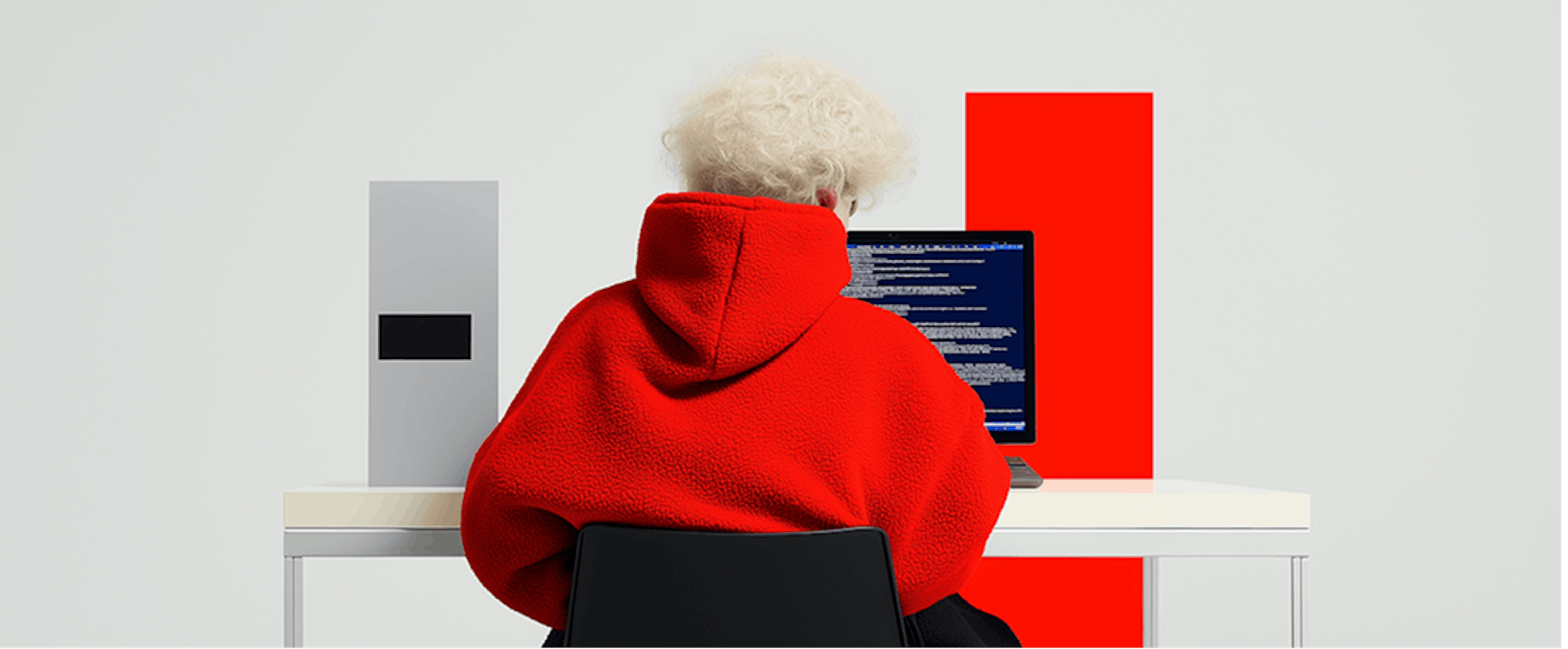 Ragazzo al computer di spalle