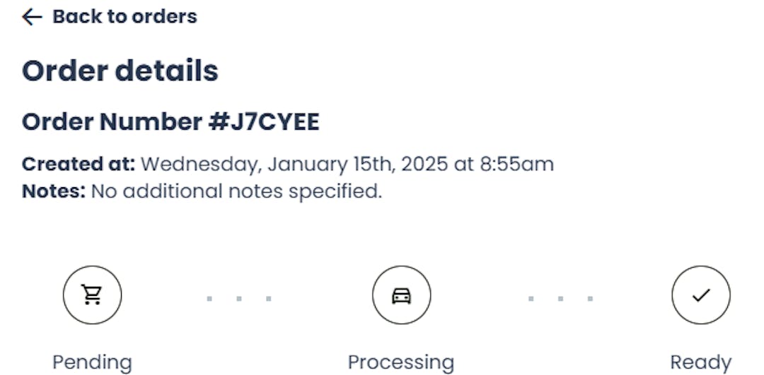 View order details including order status