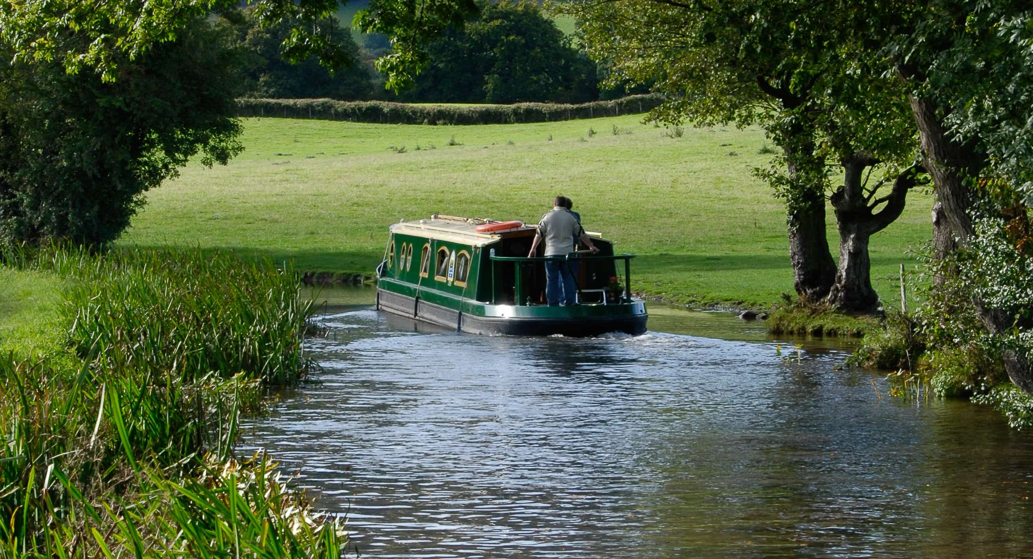 beacon park boat on the mon and brec canal