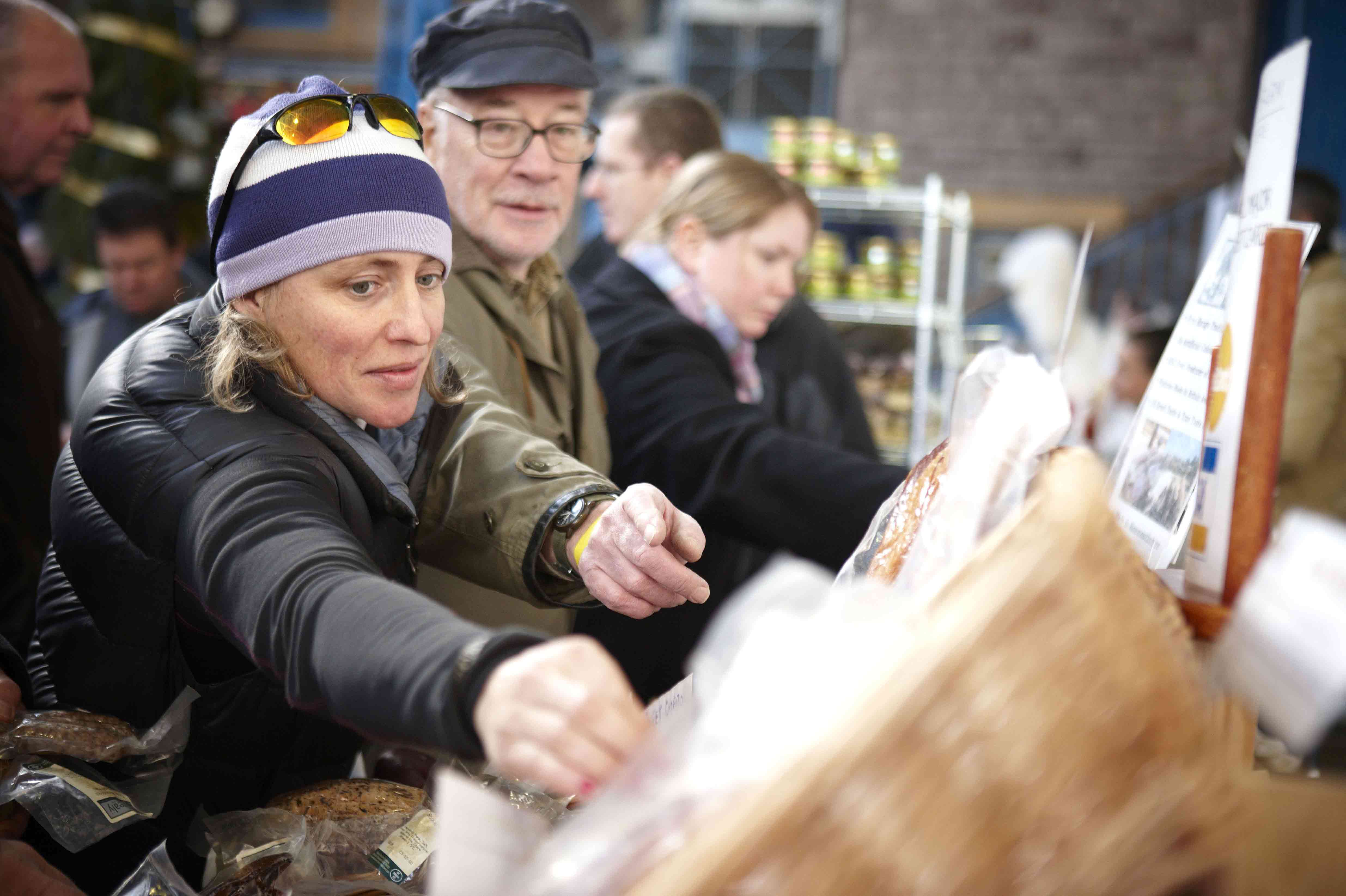people at a street market