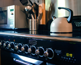 oven and kitchen top in incline cottage