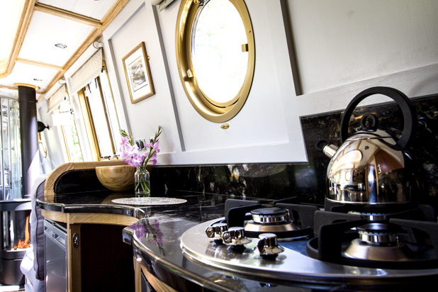 interior of beacon park boat wren kitchen section