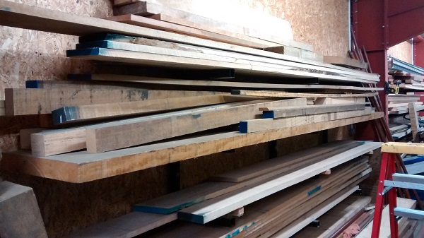 planks of walnut, oak and ash