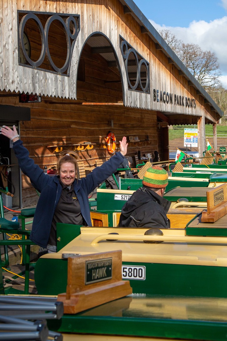 guests enjoying a beacon park boat at llangattock wharf
