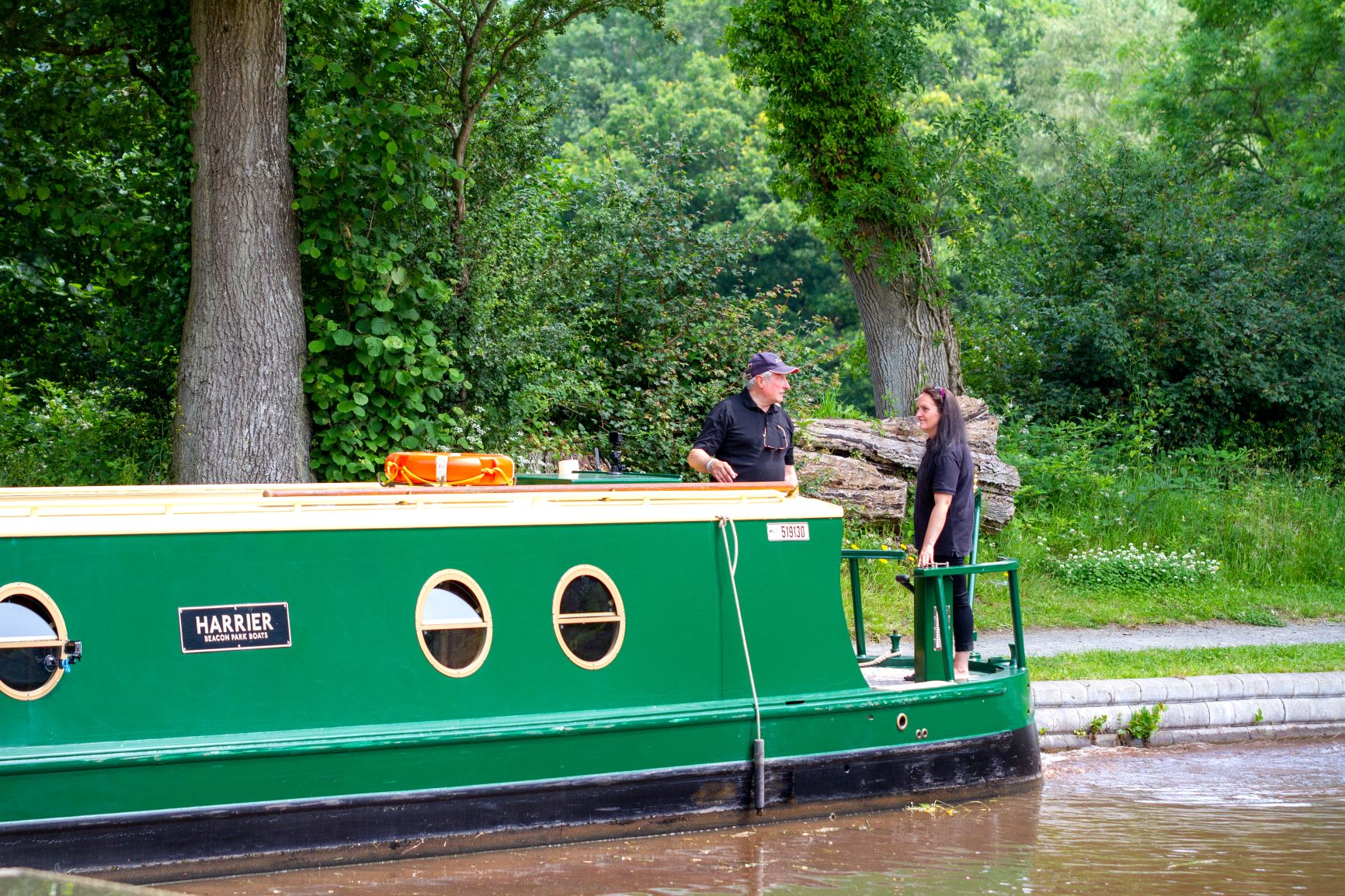gareth edwards aboard beacon park boat harrier on the mon and brec canal