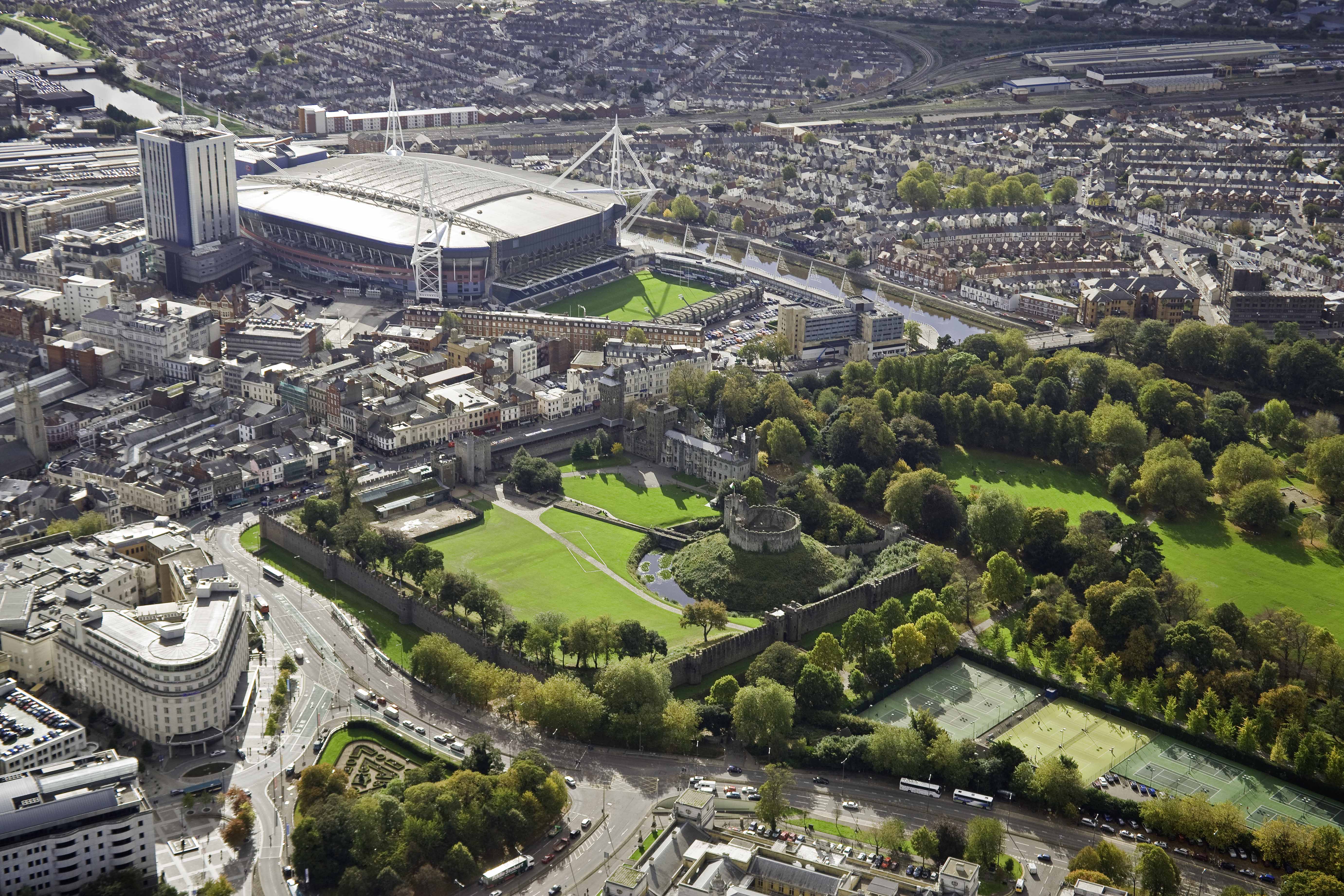 aerial view of cardiff