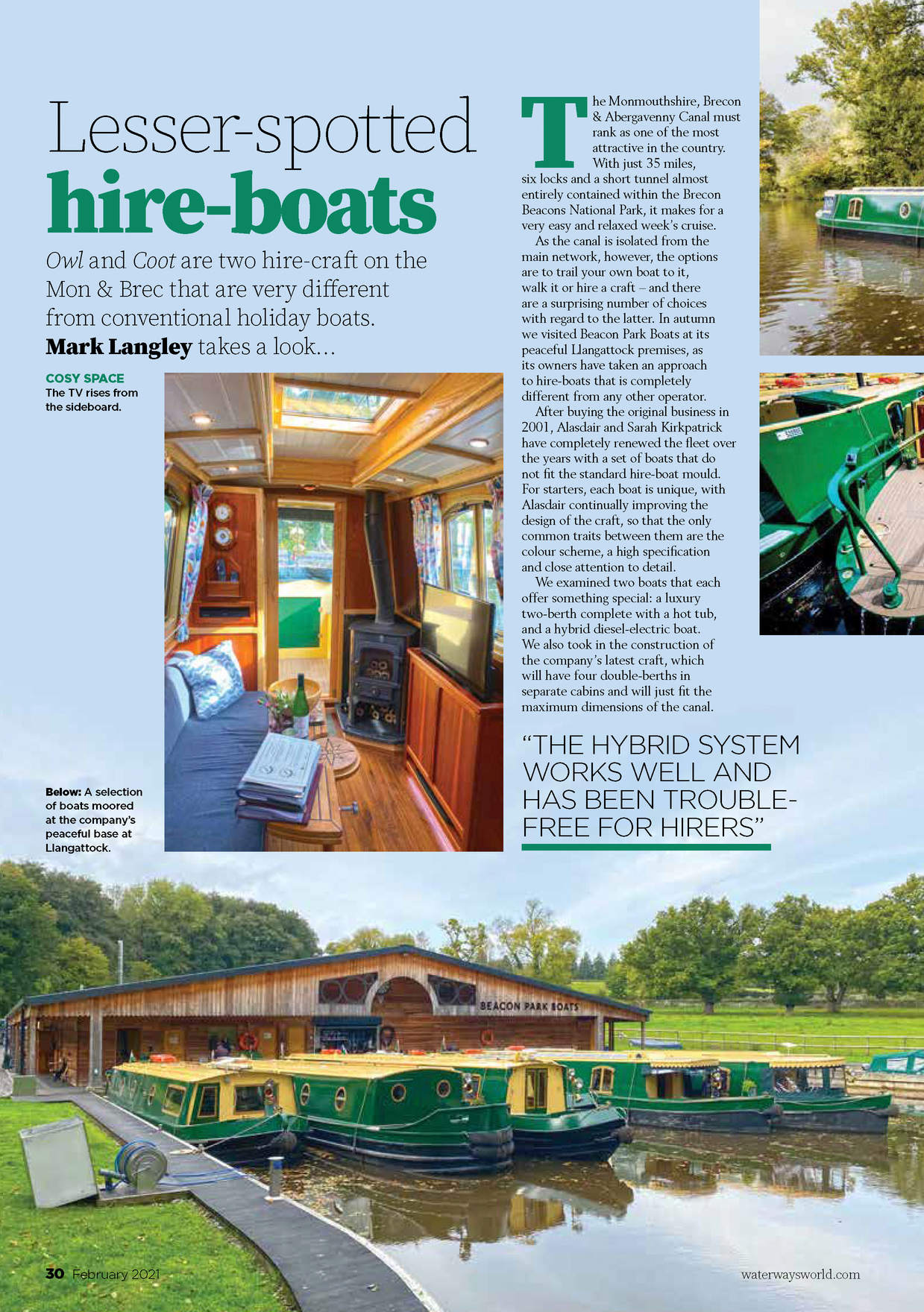 article featuring beacon park boats from waterways world magazine