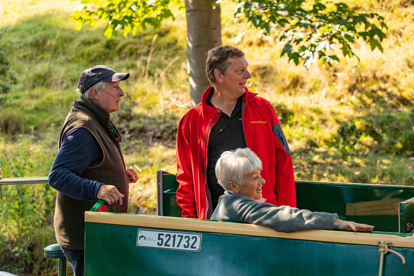 beacon park boats owner alasdair kirkpatrick with gareth edwards and his wife maureen aboard buzzard