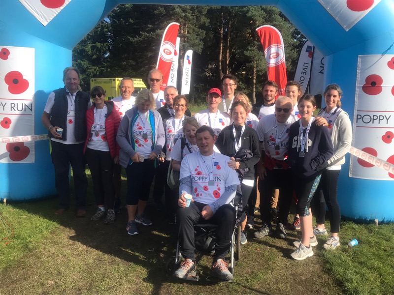 beacon park boats founder alasdair and supporters following completion of a charity walk for the stroke association and royal british legion in bute park, cardiff