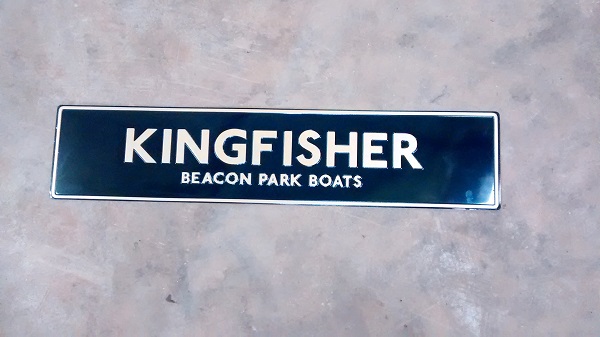nameplate for beacon park boat kingfisher