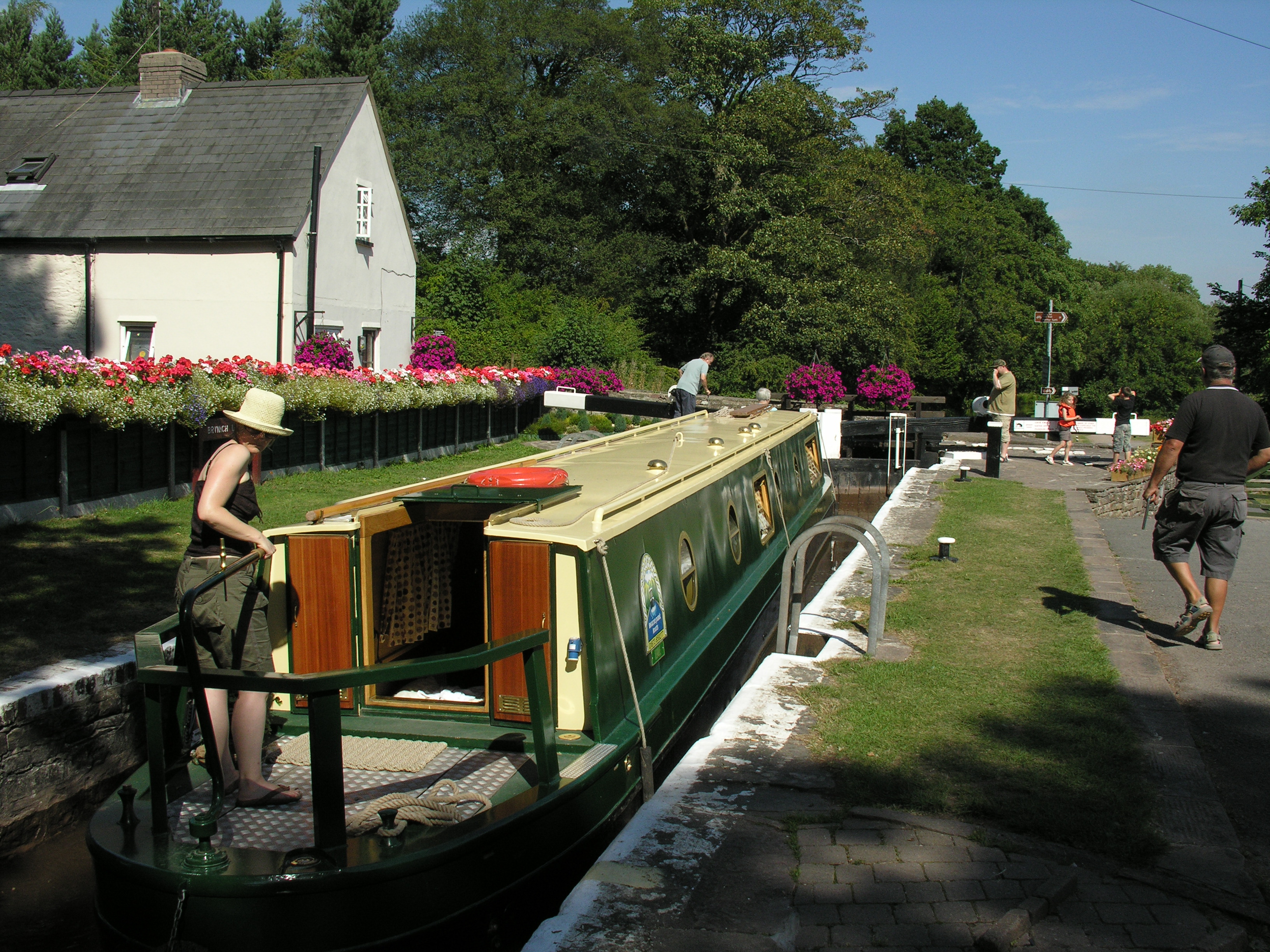 beacon park boat approaching a lock