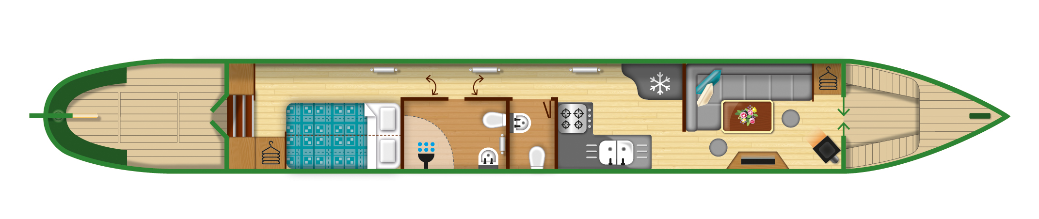 floor plan of beacon park boat's hybrid boat coot 