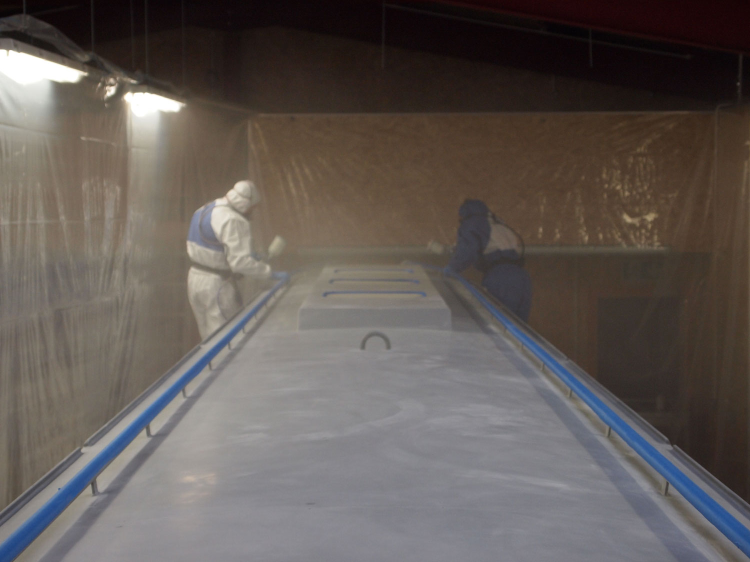 spray painting a beacon park boat