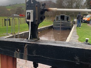 the steel shell of beacon park boat falcon in the mon and brec canal