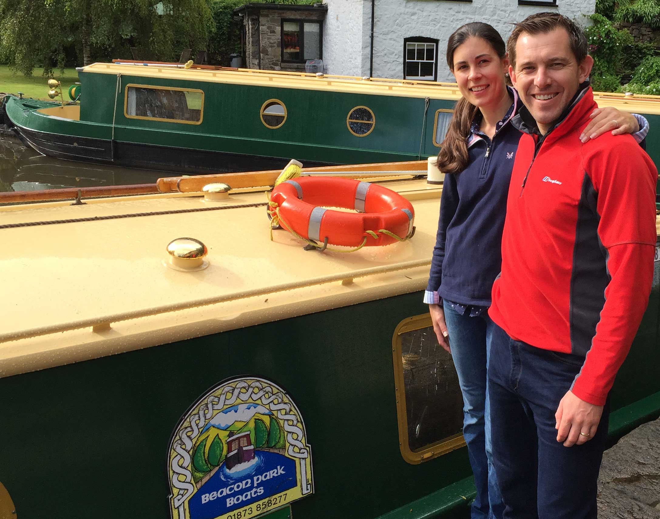 couple on honeymoon on a beacon park boat