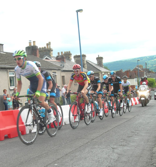 cyclists racing in abergavenny