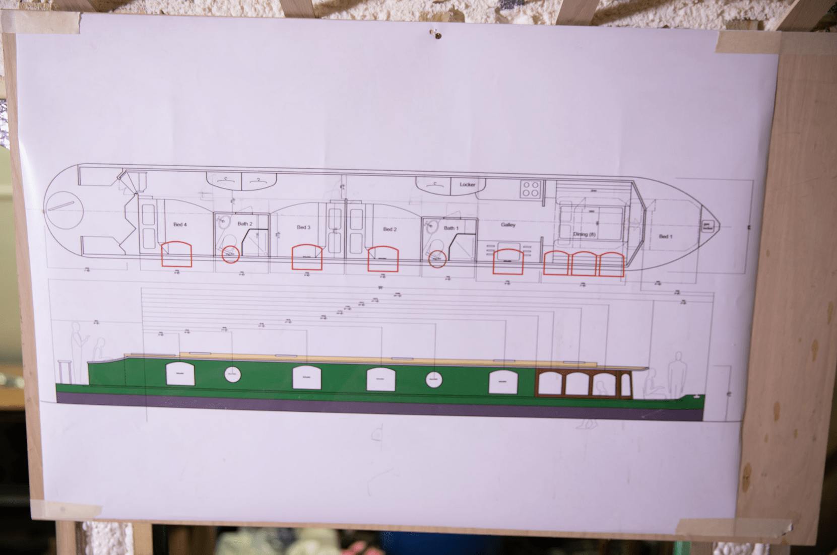 sketched plan for a beacon park canal boat