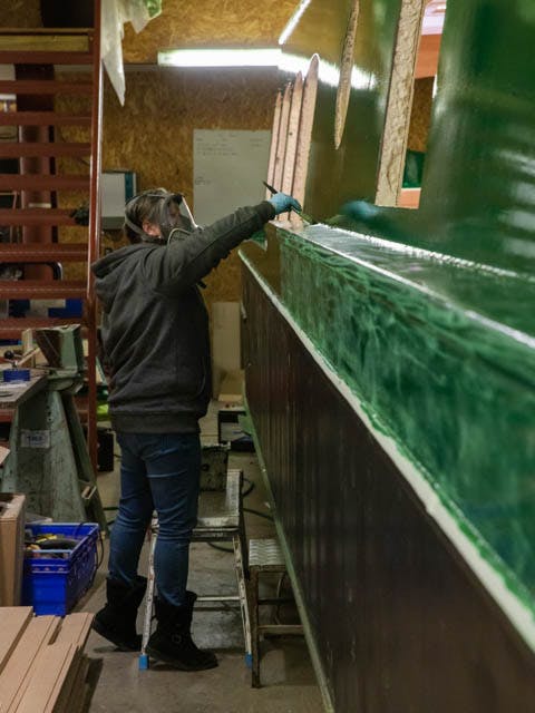 painting the exterior of a beacon park canal boat