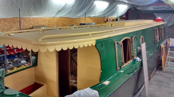 building beacon park boat kingfisher in the workshop