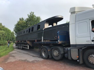 beacon park boat mallard being carried by lorry