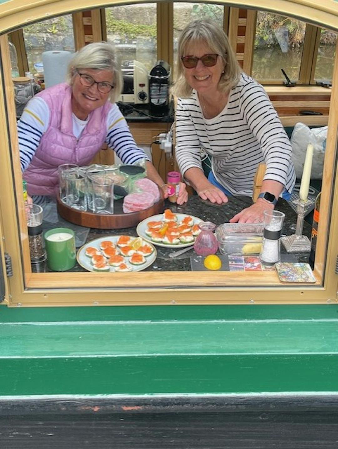 guests cooking aboard hawk, a beacon park boat