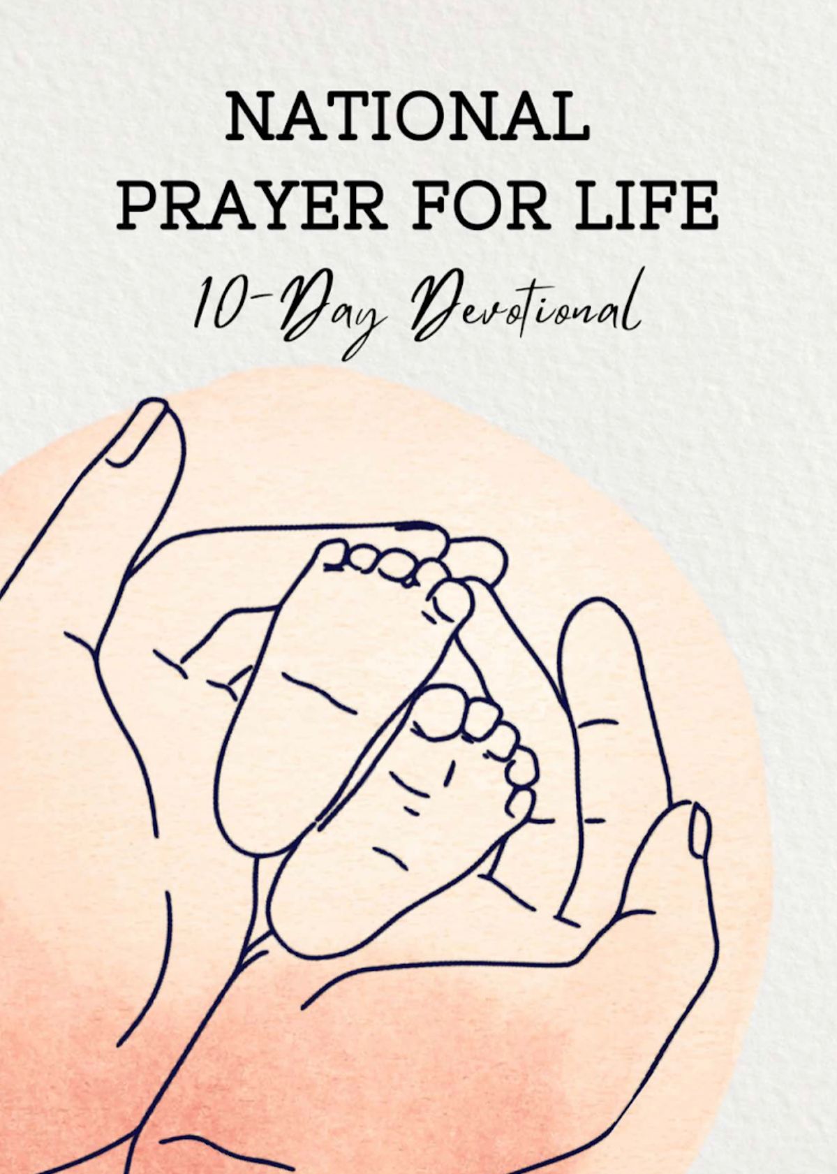 A drawing of Mother hands holding baby feet.