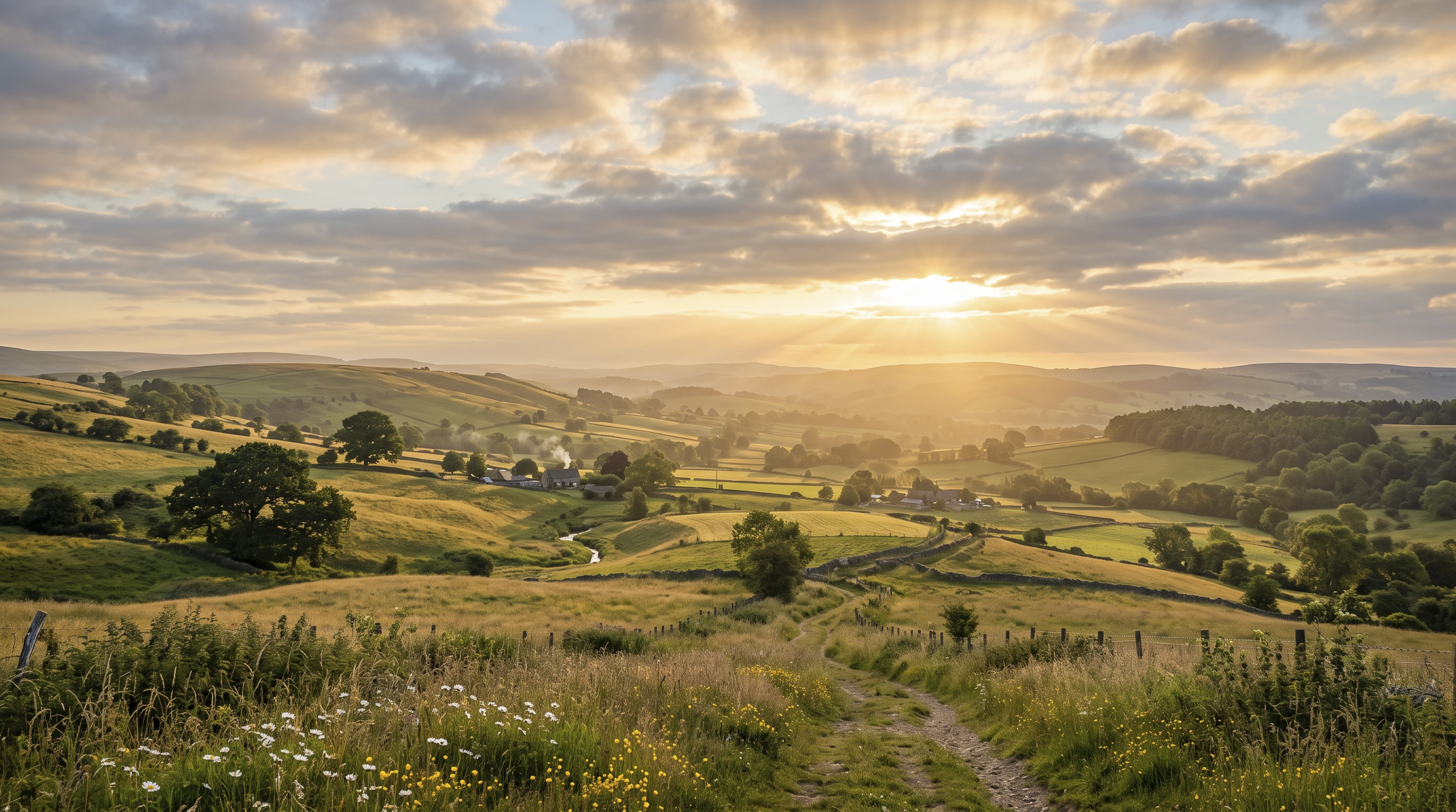 een mooi landschap met zonsopgang