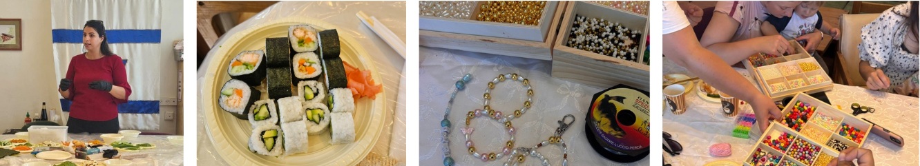 sushi made by one of the moms on a disposable plate