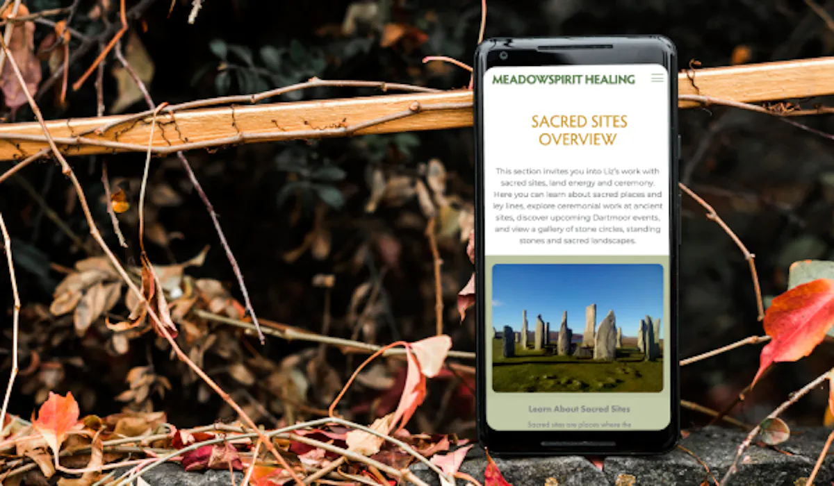 MeadowSpirit Healing website on iPhone