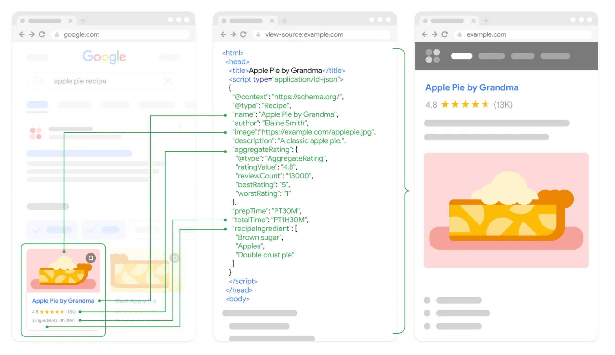 Structured schema data and rich text results
