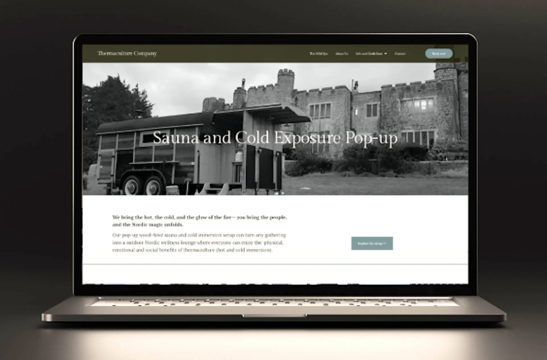 Thermaculture website on laptop