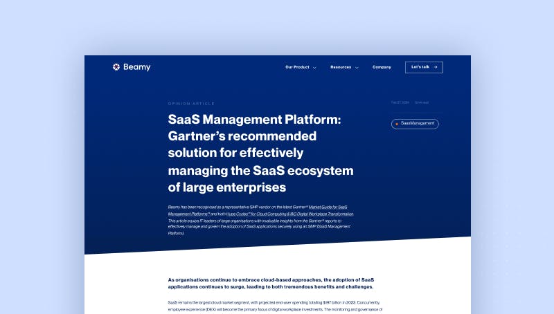 SaaS Management Platform (SMP): Gartner’s recommended solution for effectively managing the SaaS ecosystem of large enterprises