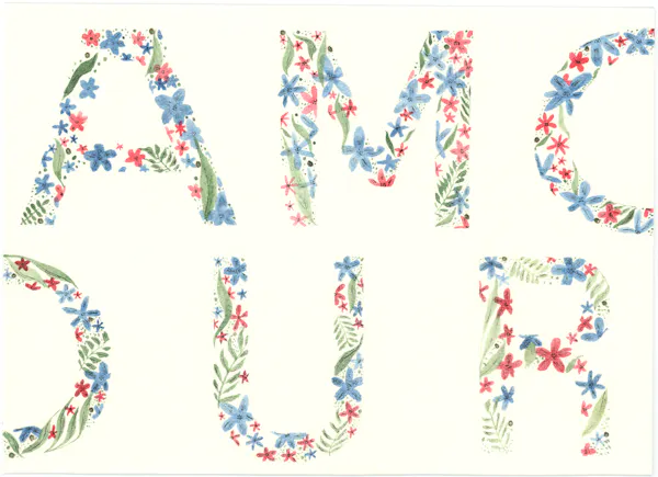 Carte AMOUR lettres fleuries