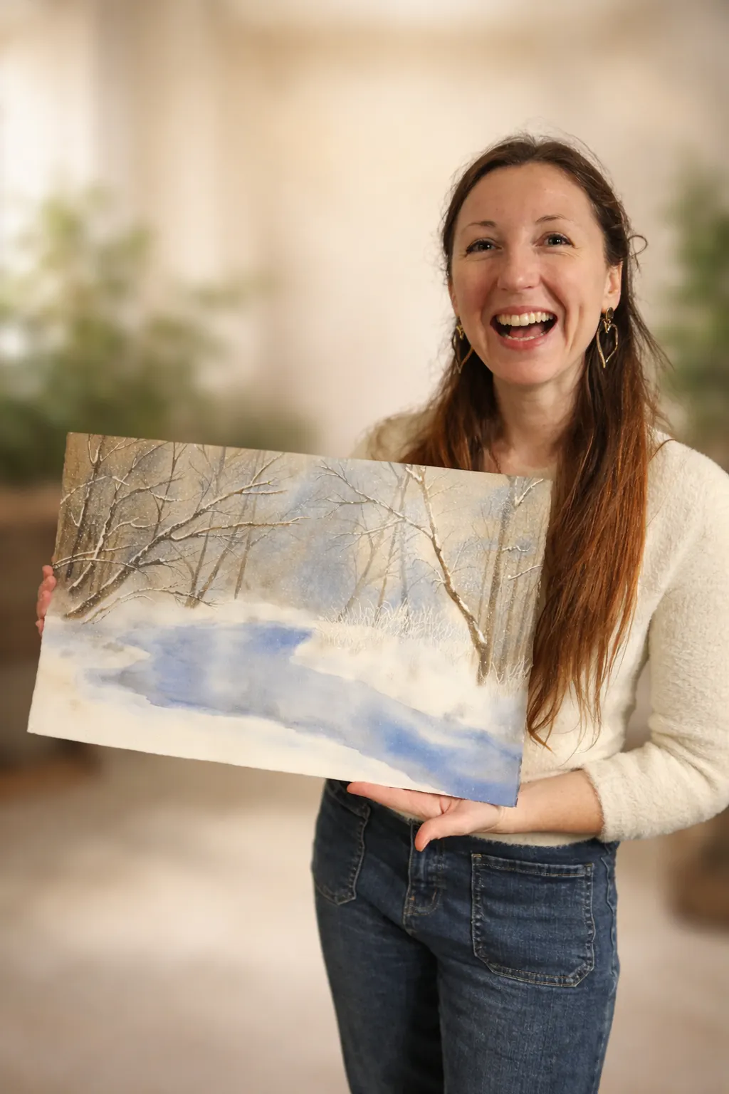 Camille avec son aquarelle