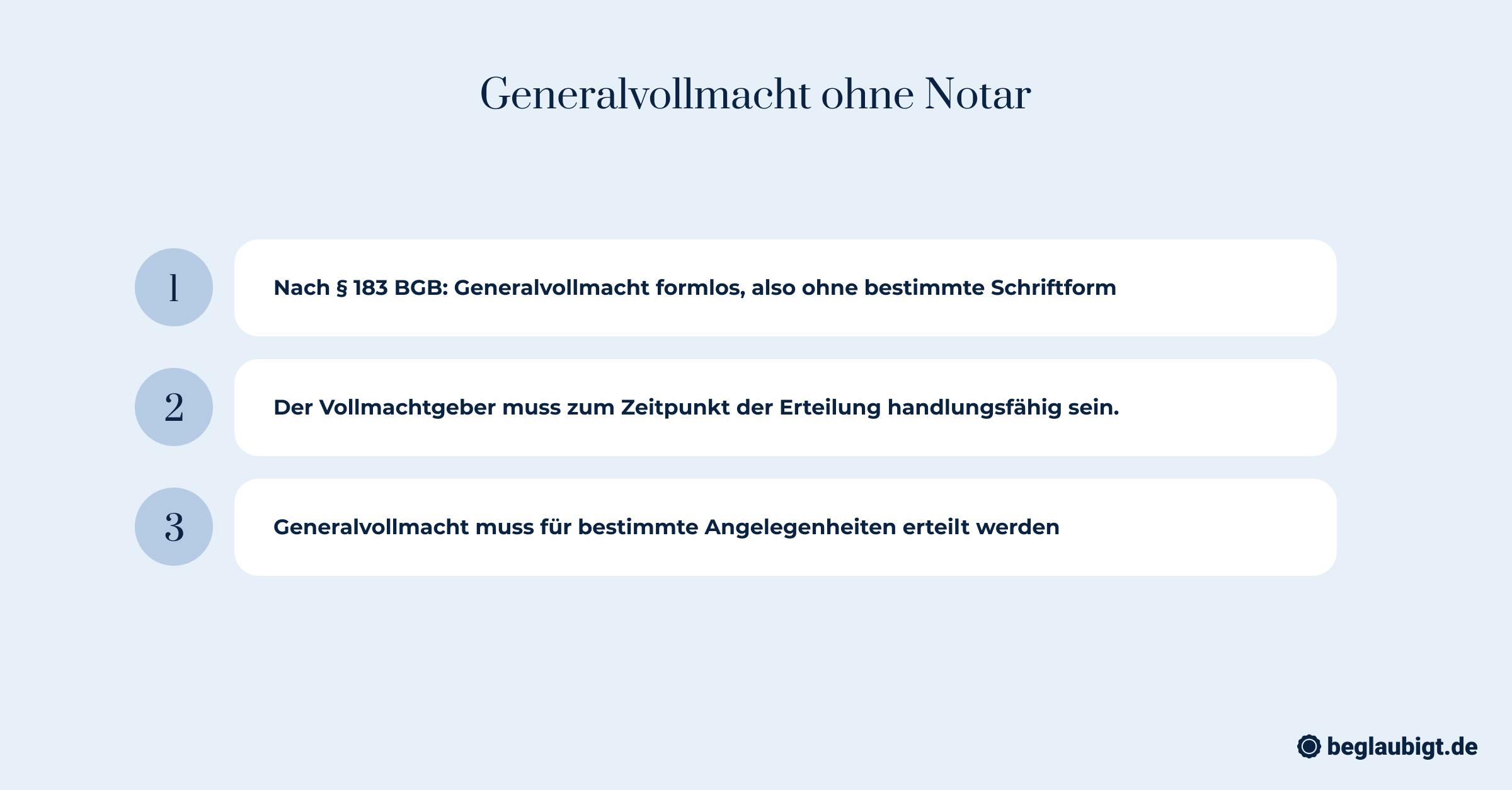 Generalvollmacht ohne Notar