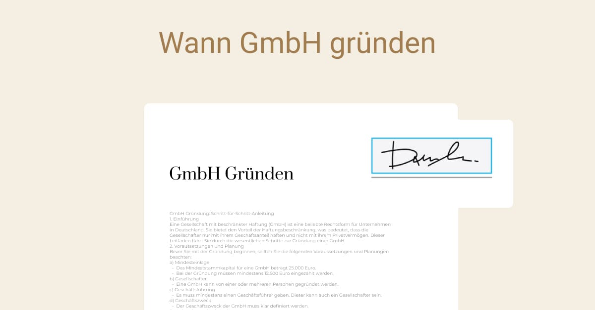Wann GmbH gründen