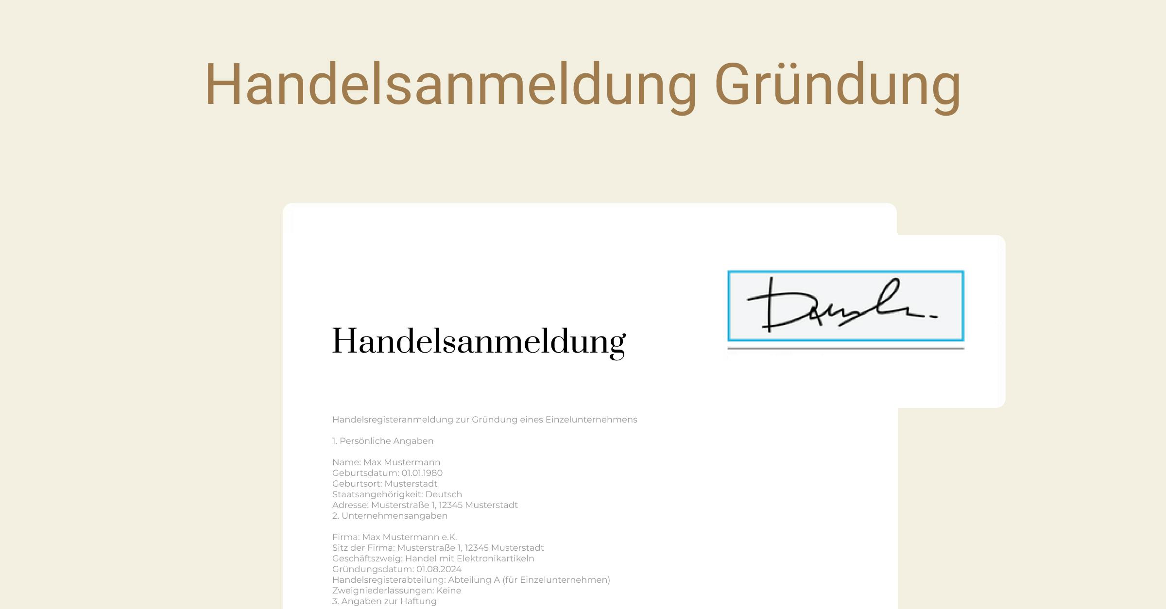 Handelsregisteranmeldung Gründung