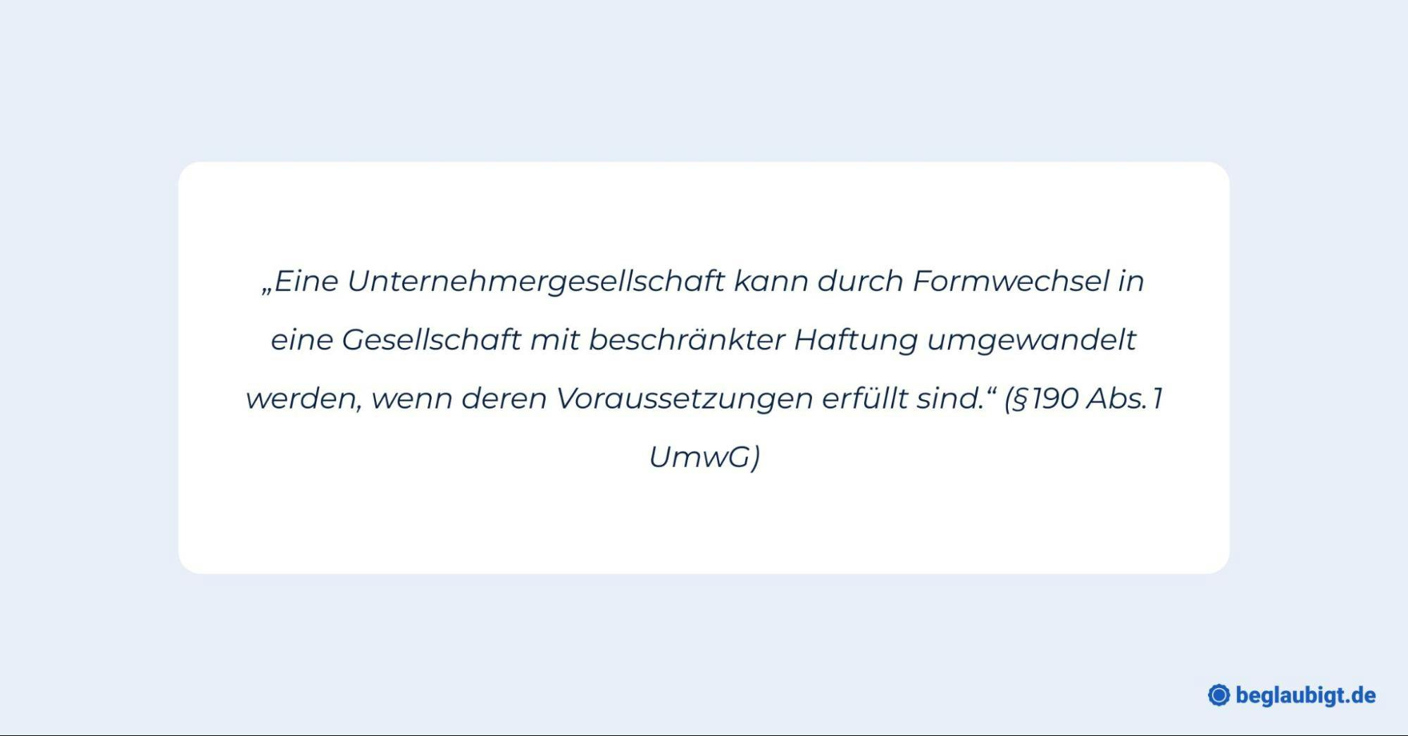UG GmbH Umwandlung
