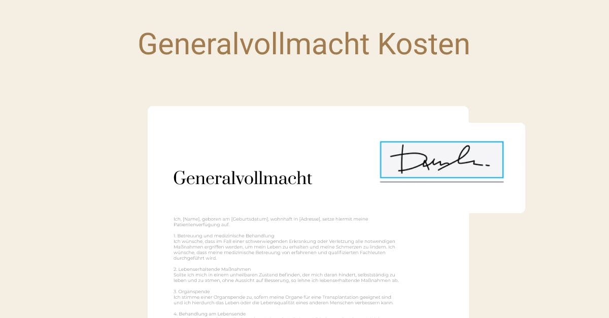 Generalvollmacht Kosten