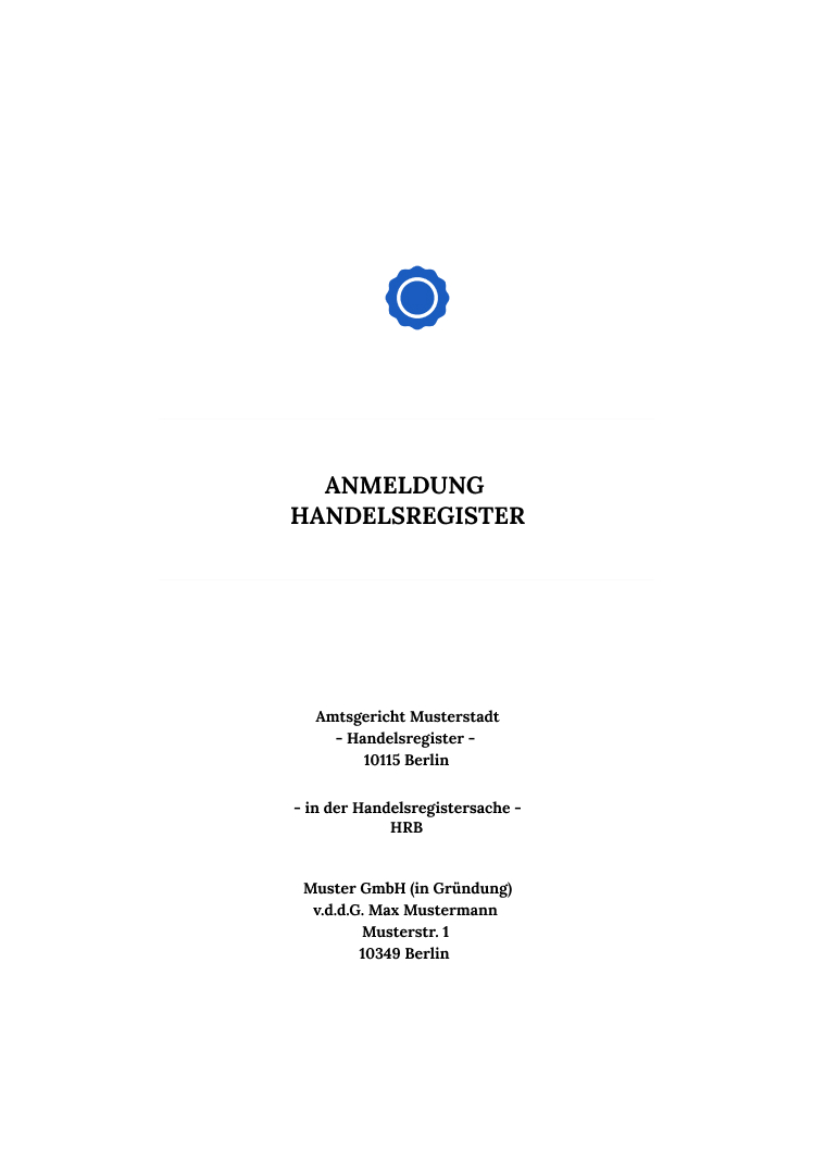 Handelsregisteranmeldung: Eintragung Ins Handelsregister Online