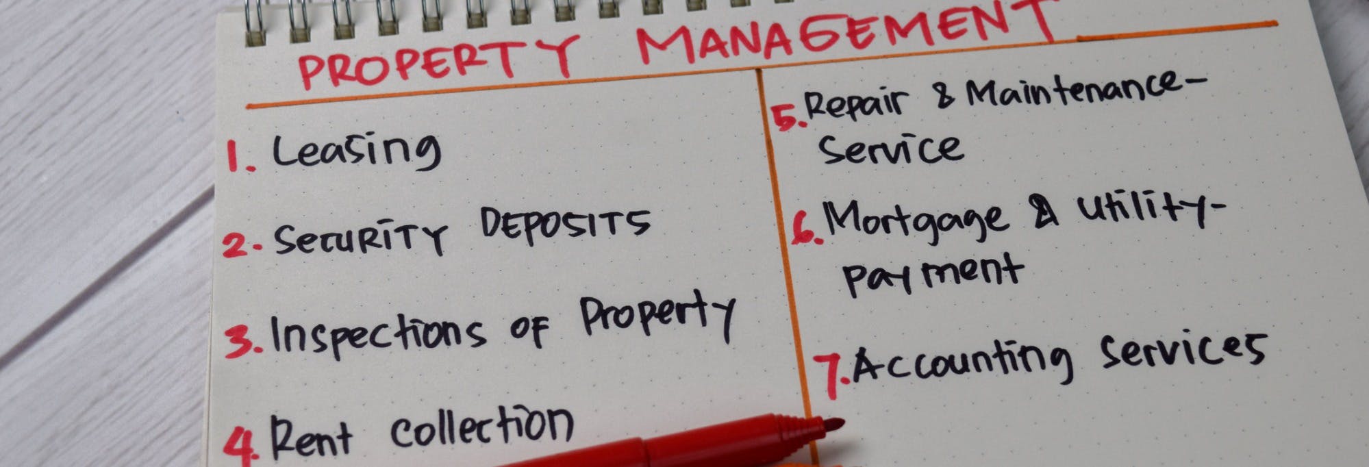 Handwritten list of property management tasks for landlords asking "can I manage my own rental property?"
