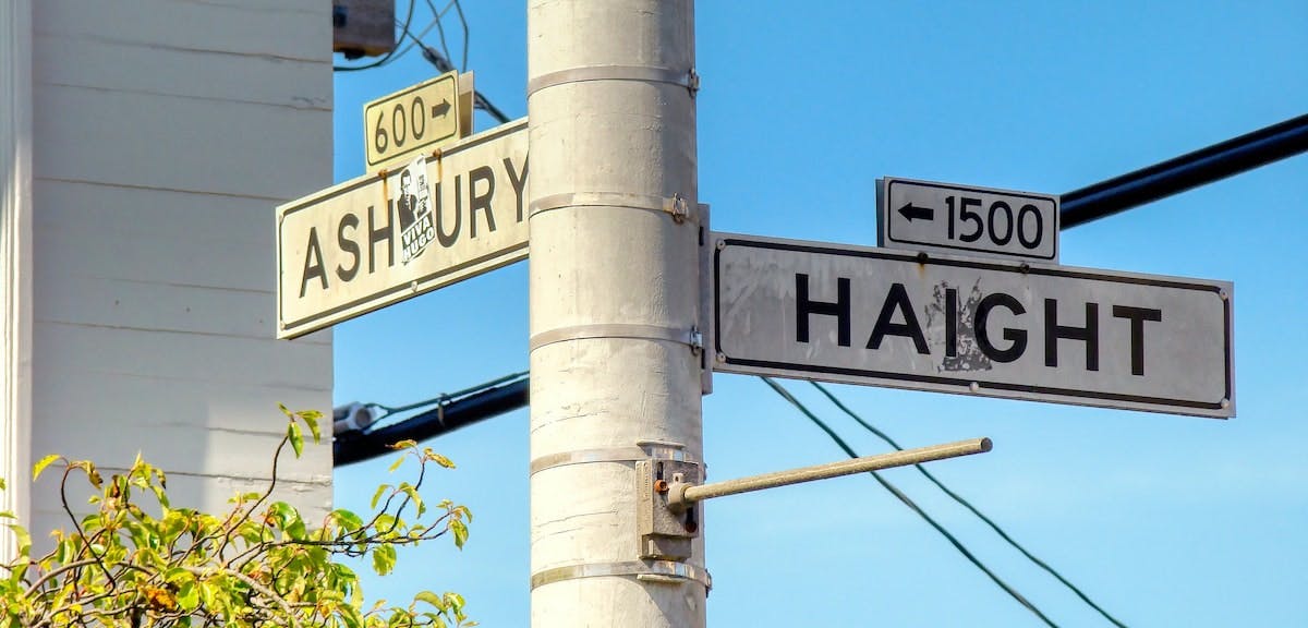 A photo of the intersection signpost at Ashbury and Haight, a highly desirable location. Location plays a big role in the rent you can ask, so learn how to evaluate the location of a real estate investment property.