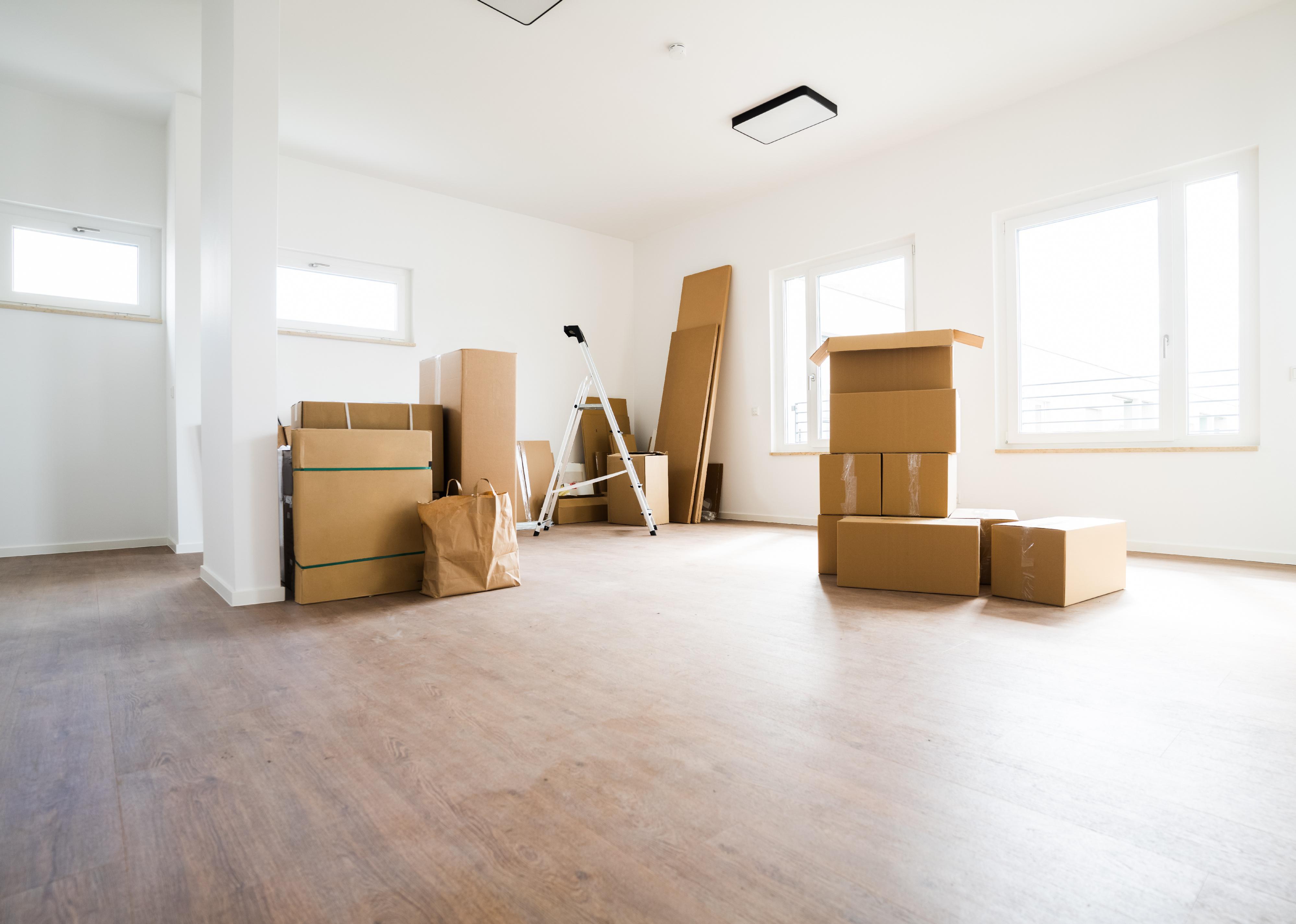 Moving boxes in a vacant home
