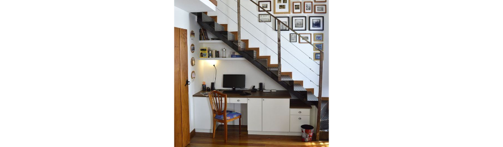 An office located under stairs