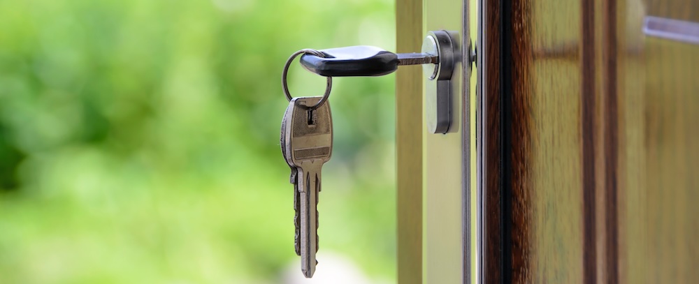 How secure is your rental home? A photo of a key in a door lock, which should be changed after an eviction