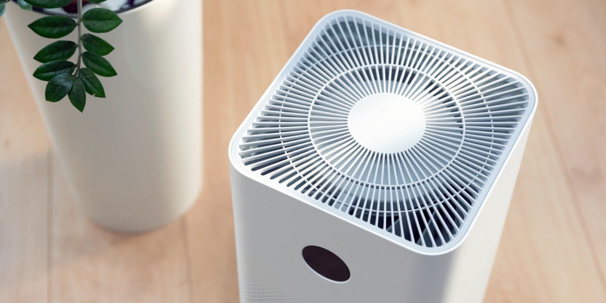 Image of an air purifier inside a rental home - is indoor air quality a landlord's responsibility? 