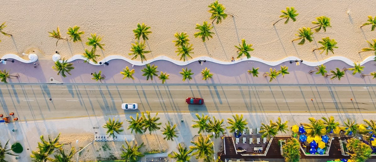 Miami property management aerial view of beachfront road