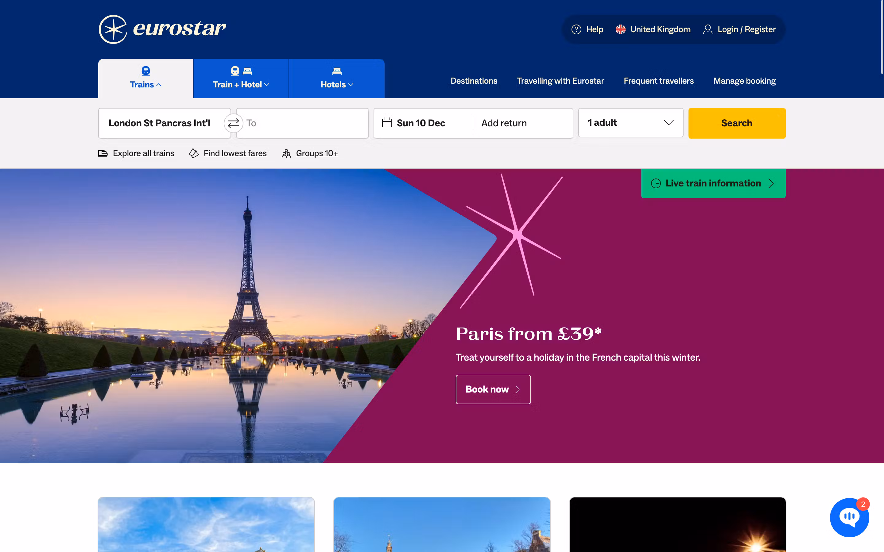 Eurostar website