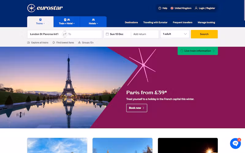 Eurostar website